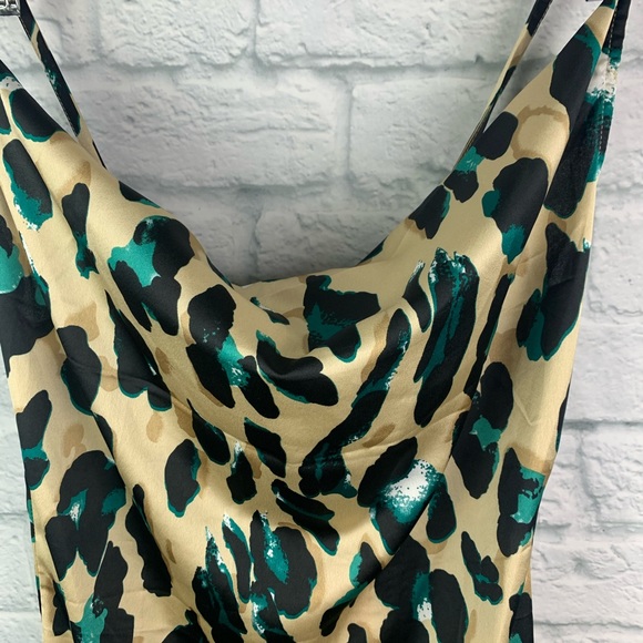 PrettyLittleThing Satin Leopard CowlNeck MidiDress - Picture 8 of 13